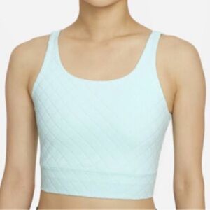 Nike Dri Fit Yoga Infinalon Luxe Barely Green Jacquard Crop Workout Top- Medium
